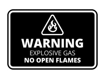 Signs ByLITA Classic Framed Warning: Explosive Gas - No Open Flames Door or Wall Sign Easy Installation | Health And Safety | Building And Warning Signs